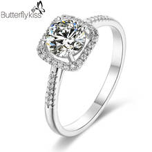 BK-anillo de compromiso con diamantes de moissanita para mujer, sortija de compromiso, plata auténtica, oro blanco/amarillo/rosa, 1 quilate 2024 - compra barato