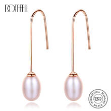 DOTEFFIL 925 Silver For Women Drop Earrings Genuine Natural Freshwater Pearl Earrings Jewelry Wedding Lady Gift Free Shipping 2024 - buy cheap