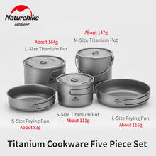 Naturehike Pure Titanium Camping Tableware Pot Pan Outdoor Portable Ultralight Cookware Equipment 0.8-1.3L Pot Travel Hiking 2024 - buy cheap