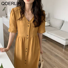 QOERLIN Shirt Dress Women Summer Chic Sashes Loose Casual Single-Breasted V-Neck Long Dress Female High Waist Vestidos Mujer 2024 - buy cheap