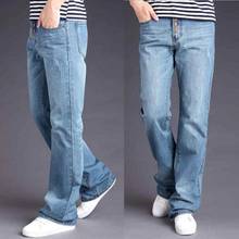 Pantalones vaqueros Acampanados para hombre, Jeans sueltos informales, Jeans grandes acampanados, pantalones vaqueros rasgados con decoración de remaches, hombres 2024 - compra barato