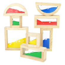 Bloques de construcción de madera para niños pequeños, 8 piezas, madera sensorial geométrica, arcoíris, bloques de apilamiento, juego de juguetes de construcción 2024 - compra barato