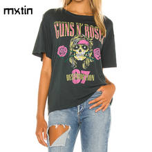 2021 Summer Vintage Skulls Rose T Shirt Women Tops Tees O Neck Short Sleeve Female Casual Ladies Harajuku T-Shirt Mujer 2024 - buy cheap