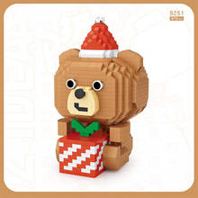 Милый мультяшный Рождественский медведь Санта микро алмазный блок нанокирпичи обучающие игрушки для детей рождественские подарки Строительный кирпич 2024 - купить недорого