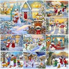 Full Drill Diamond Painting Christmas Winter Scenery 5D Diamond Embroidery Mosaic Snowman Landscape Art Home Decoration Gift 2024 - buy cheap