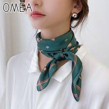 OMEA шелковый шарф для женщин корейская мода Бигль собака животное мультфильм печать маленький квадратный шарф шейный платок головной шарф бандана 70 см 2024 - купить недорого