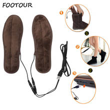 Стельки для ног с подогревом зимние стельки для обуви заряжаемые от USB электрические стельки для обуви сохраняющие тепло с меховыми стельками для ног на зиму 2024 - купить недорого