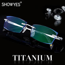 Wide Titanium Rimless Reading Glasses Men Readers Eyeglasses Large Diopter Frameless Diamond Cutting Ti Presbyopic Hyperopia 2024 - buy cheap