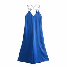 TRAF Women Rompers 2021 Women Summer Loose Satin Casual Clothes Sexy Jumpsuit Sleeveless Trousers Chic Jumpsuit 2024 - buy cheap