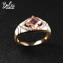 Bolai rosa morganite anel genuíno 925 prata esterlina esmalte sintético pedra preciosa jóias finas para senhoras feminino anéis presente 2020 2024 - compre barato