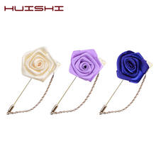 HUISHI Suit Accessories Men Korean Bridegroom Wedding Brooches Handmade Rose Flower Brooch Lapel Pin Badge Tassel Chain Leaves 2024 - buy cheap