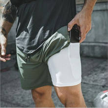 Men's 2 in 1 Running Shorts Security Pockets Leisure Shorts Quick Drying Sport Shorts Built-in Pockets Hips Hiden Zipper Pockets 2024 - buy cheap