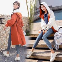 New korean Two Sides Wearing Chic Long Trench Coats for Women Spring Autumn Casual Hooded Large Size Girls Overcoats 2024 - buy cheap
