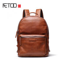 AETOO Men's retro shoulder bag, head-layer cowhide high-capacity backpack, plant leather travel bag. 2024 - buy cheap