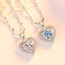 Fashion love heart blue aquamarine gemstones diamonds pendant necklaces for women white gold silver color choker jewelry gifts 2024 - buy cheap