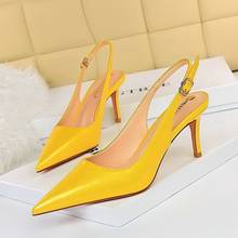 2021 Summer New Style Sandals Female Stiletto Hollow With Patent Leather Pointed Sexy Korean Fashion High Heels Spring shoes 2024 - buy cheap