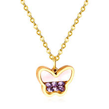 LUXUKISSKIDS Butterfly CZ Shell Pendants Necklaces Women Gold Stainless Steel Link Chains Choker Necklace collares colar collier 2024 - buy cheap