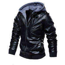 Winter New Casual Motorcycle PU Jacket Biker hooded Leather Coats European Windbreaker Genuine Men's leather jacke 2024 - buy cheap
