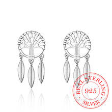 Pendientes de plata de ley 925 para mujer, Piercing de oreja con borla de árbol, pluma, joyería de boda, accesorios de fiesta 2024 - compra barato