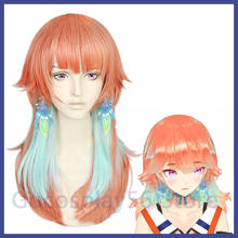 VTuber-peluca Takanashi Kiara para niñas, pelo sintético largo y liso de lololive EN Cosplay, Kusotori, naranja mezclado, verde menta, Lolita Kawaii 2024 - compra barato