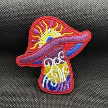 Magic Hippie Mushroom Music Band Fabric Emblem Apparel Clothes Diy Embroidered Iron on Patch 2024 - buy cheap