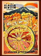 Póster de seda con estampado artístico para pared del hogar, póster Vintage de viaje, Sicilia, Europa, Italia 2024 - compra barato