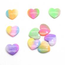Cabujones de resina con purpurina para el Día de San Valentín, cabujones de corazón con purpurina de colores arcoíris, en colores Pastel, bonitos, nuevos 2024 - compra barato
