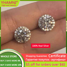 YHAMNI-pendientes de plata esterlina 925 para mujer y niña, aretes pequeños de diamantes de laboratorio con certificado, regalo de cumpleaños, 6mm 2024 - compra barato