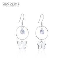 Fashion Women Earring Pure 925 Sterling Silver Zircon Butterfly Earrings With Rhinestone Gift For Girl Party Dress Up 2024 - buy cheap