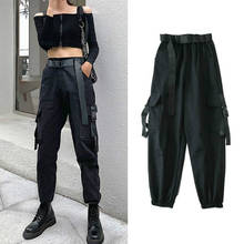 Pantalones capri holgados para mujer, Capris de cintura alta, ropa de calle Punk, color negro, Primavera, Y464, 2021 2024 - compra barato