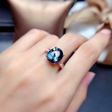 Anillo de Topacio azul Natural y Real, joyería fina de Plata de Ley 925, al por mayor, Gema de 10x12mm