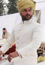 Traje clásico de estilo indio para hombre, Chaqueta larga con diseño de cuello levantado, color blanco, traje personalizado para novio y boda, novedad 2024 - compra barato