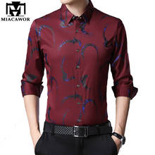 Miacawor nova moda impressão vestido camisa dos homens primavera manga longa camisas casuais dos homens ajuste fino masculino mais tamanho c580 2024 - compre barato