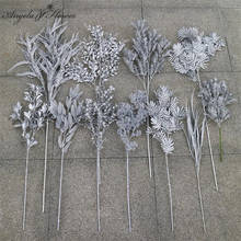 DIY wedding decor flower arrangement silver series artificial flower leaf plastic silk plants various styles home party material 2024 - buy cheap