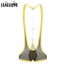 iiniim Mens Sexy See Through Sheer Fishnet Y-back Bulge Pouch Jockstraps Leotard Underwear Jumpsuits Wrestling Singlet Bodysuit 2024 - buy cheap