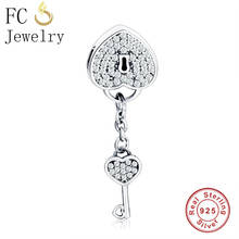 FC Jewelry-abalorio de plata de ley 925, auténtico, compatible con pulsera de marca Original, cerradura de llave en forma de corazón, colgante de amor Berloque 2024 - compra barato