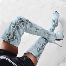 SEIIHEM Women Crotch High Platform Boots Snake Print Side Zip Up Party Thigh High Shoes Woman Botas Mujer Size 43 44 45 46 47 52 2024 - buy cheap