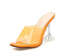 Moraima-zapatos de tacón alto de PVC con punta abierta para mujer, Sandalias de tacón fino, color naranja y plateado, para fiesta, tallas 35-42 2024 - compra barato