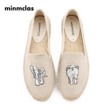 Minmlas-Alpargatas de elefante para mujer, zapatillas informales cómodas, de lona, de cáñamo y lino, transpirables, nuevas 2024 - compra barato