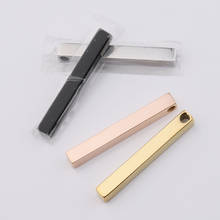 Fnixtar-abalorios de barra en blanco 3D, accesorio de acero inoxidable pulido de espejo, para hacer collares, pulseras y joyas, 40x5x5mm, 20 unids/lote 2024 - compra barato