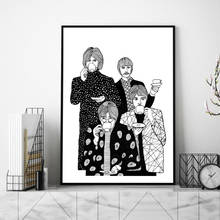 Скандинавский абстрактный холст картина питьевой чай Художественный постер и принты черный белый четыре человека Настенная картина для комнаты для учебы домашний декор 2024 - купить недорого