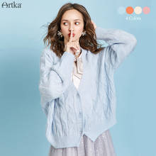 ARTKA 2019 Autumn New Women Sweater Fashion Multicolor Wool Sweater Mohair Knitting Cardigan Long Sleeve Sweater Women WB10290D 2024 - buy cheap