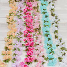 Decoração para arco de cerejeiras, folhas e flores falsas de vime para decoração de casamentos 2.2m 2024 - compre barato