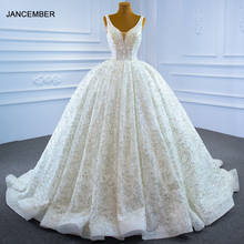 Vestido de noiva branco brilhante, colete com estampa de lantejoulas e metal, para noivas ou festas, j67 2024 - compre barato