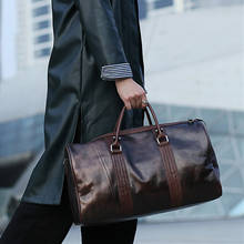 Retro trend travel bag men's handbag leather large capacity short travel business bag men's shoulder messenger bags 2024 - buy cheap