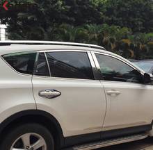 Rav4 rav 4 2013 2014 2015 em aço inoxidável guarnição da janela do carro acabamento moldura tampa adesiva acessórios externos 2024 - compre barato