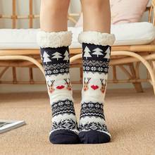 Autumn Winter Women Slippers Home Socks Christmas Cartoon Warm Fluffy Plush Socks Carpet Non-slip Velvet Elk Socks Floor T3A1 2024 - buy cheap