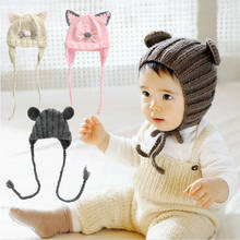 Knitted Baby Hat Unisex Infant Newborn Photography Hats Caps Boys Girls Hand Crochet Winter Beanie Bonnet Animal Cat Bear 2024 - buy cheap