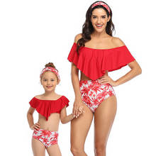 Bañador para niñas pequeñas, ropa de playa, Bikini fino rojo, traje de baño para madre e hija, ropa de baño para padres e hijos 2024 - compra barato