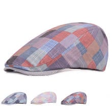 Boinas coloridas de algodón a cuadros para hombre y mujer, gorros planos e informales para conducir, Golf, gorra de verano con visera 2024 - compra barato